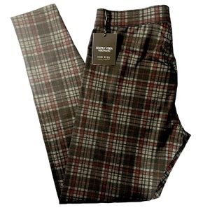 Simply Vera VeraWang Women's Plaid Leggings Size M Stretch Skinny Black Grey Red